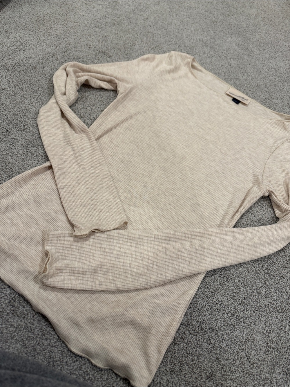 Universal Thread Beige Ribbed Long-Sleeve Top - Picture 4 of 4